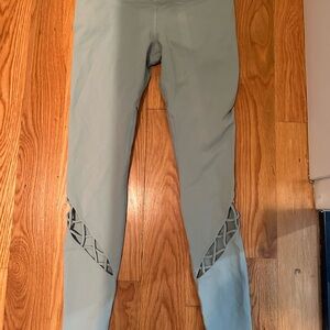 Lululemon Sage Green Leggings with Lattice Detail